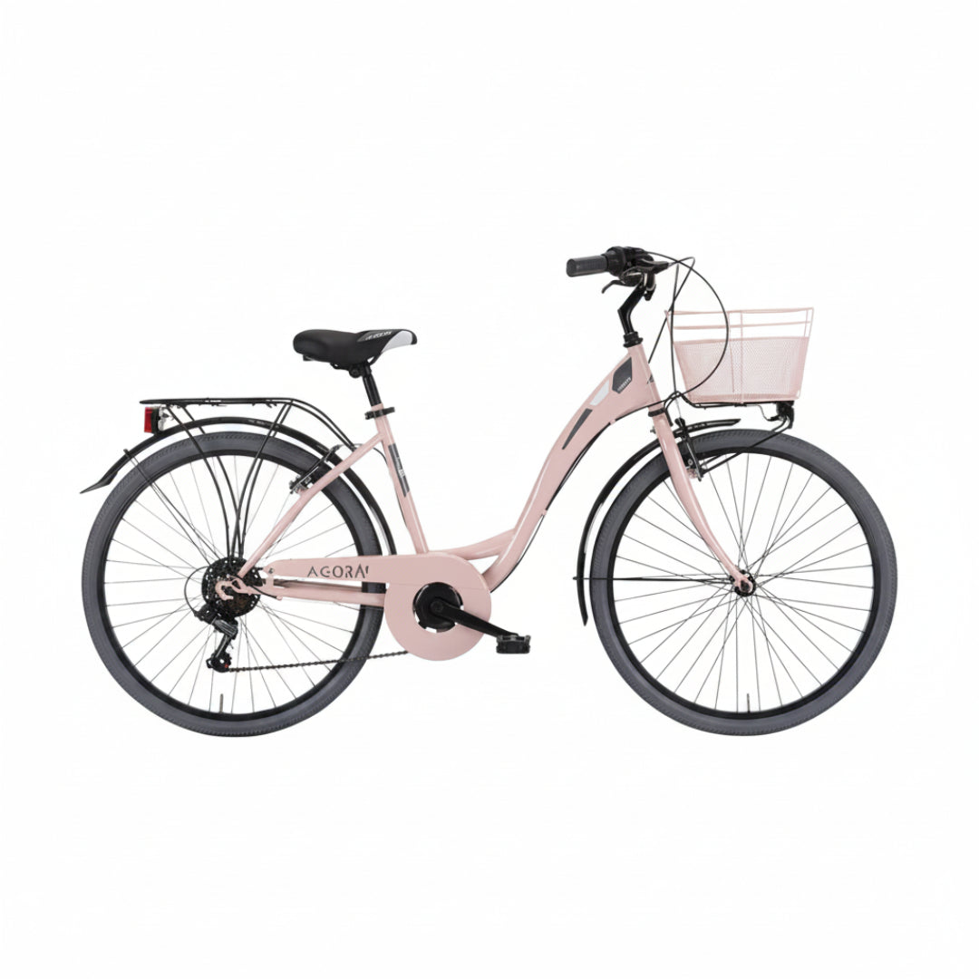 Jip Carbono Bici Paseo Agorà Steel 26´ Sh. Revo rs36 | 6S Sh. Ty 21 (cesta no incluida) Color Nude